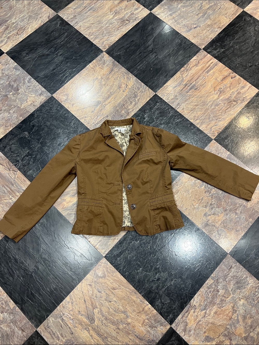 Zara Khaki Brown Two-Button Women's Fitted Blazer Size XL